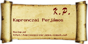 Kapronczai Perjámos névjegykártya